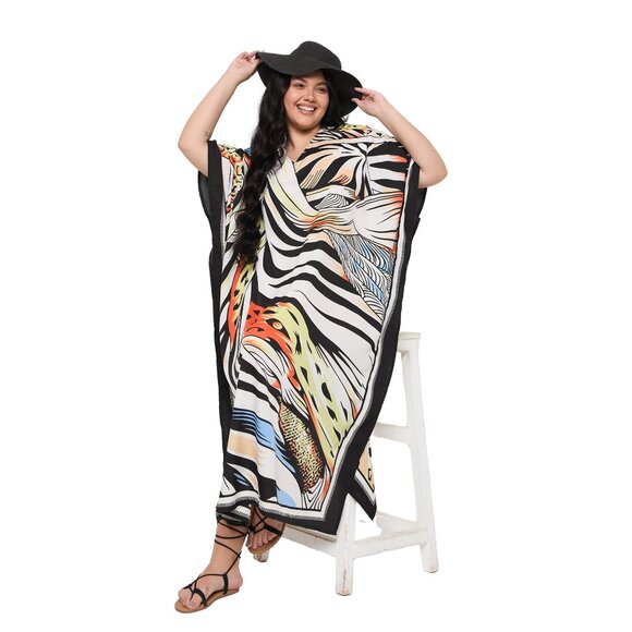 Gypsie Blu Digital Printed Caftan Dress Polyester Plus Size Maxi Dresses - Picture 7 of 7